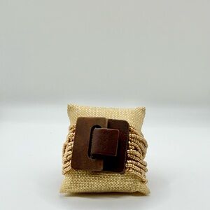 Brown Beaded Bracelet with Square Clasp
